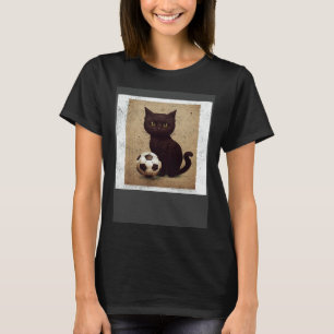 Schwarze Katze Fußball Schokolade T-Shirt