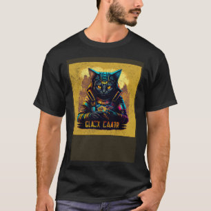 Schwarze Katze Gamer Bunt T-Shirt