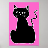 Schwarze Katze gegen einen heißen rosa Hintergrund Poster (Vorne)