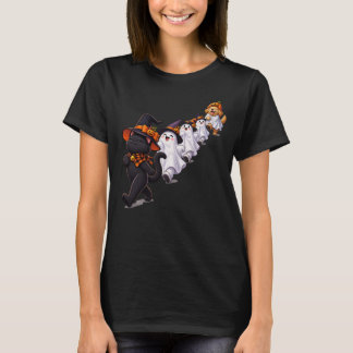 Schwarze Katze Geist Parade Halloween Lustige Katz T-Shirt