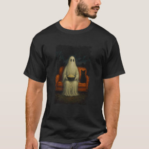 Schwarze Katze Geist Tierliebhaber Halloween Popco T-Shirt