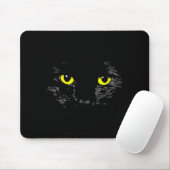 Schwarze Katze gelbe Augen Kätzchengesicht Hallowe Mousepad (Mit Mouse)