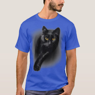 Schwarze Katze Gelbe Augen Katzen T-Shirt Geschenk