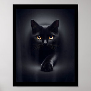 Schwarze Katze gelbe Augen  Poster
