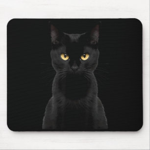 Schwarze Katze Gelbe Augen Wütende Katze Lustige S Mousepad