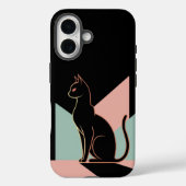 Schwarze Katze Geometrisch Case-Mate iPhone Hülle (Rückseite)