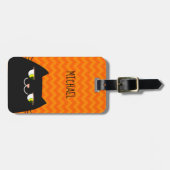 Schwarze Katze Gepäckanhänger (Vorderseite horizontal)