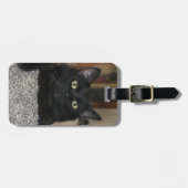 Schwarze Katze Gepäckanhänger (Vorderseite horizontal)