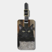 Schwarze Katze Gepäckanhänger (Vorderseite vertikal)