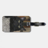 Schwarze Katze Gepäckanhänger (Rückseite horizontal)