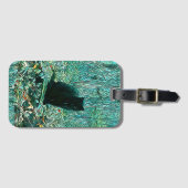 Schwarze Katze Gepäckanhänger (Vorderseite (Horizontal))