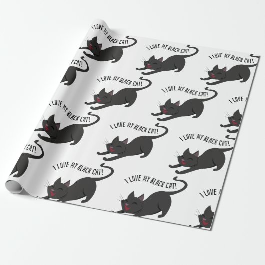 Schwarze Katze Geschenkpapier (Ungerollt)