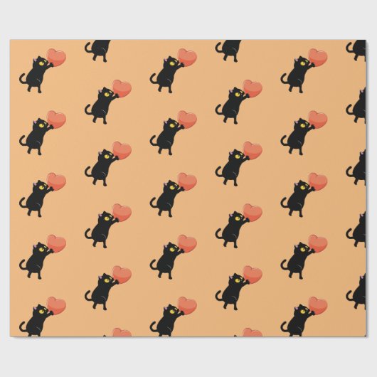 Schwarze Katze Geschenkpapier (Flach)