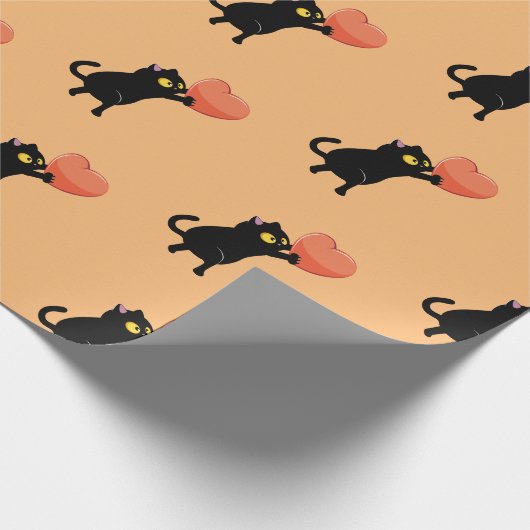 Schwarze Katze Geschenkpapier (Ecke)