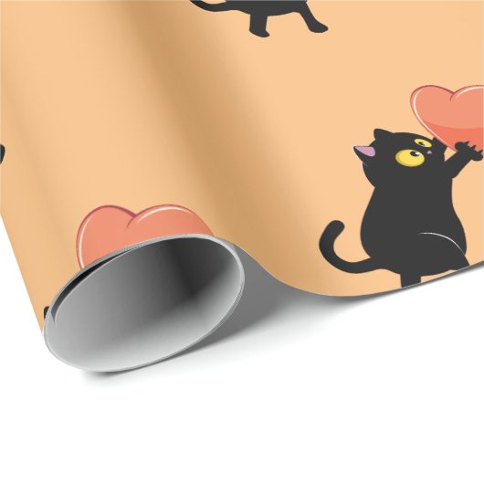 Schwarze Katze Geschenkpapier (Rolleneckpunkt)