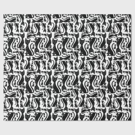 Schwarze Katze Geschenkpapier (Flach)