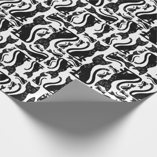 Schwarze Katze Geschenkpapier (Ecke)