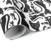 Schwarze Katze Geschenkpapier (Rolleneckpunkt)