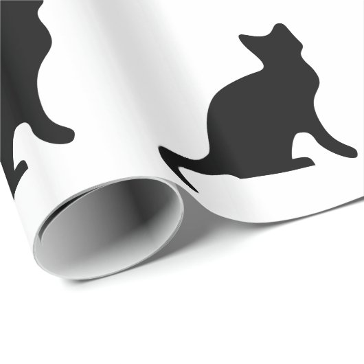 Schwarze Katze Geschenkpapier (Rolleneckpunkt)