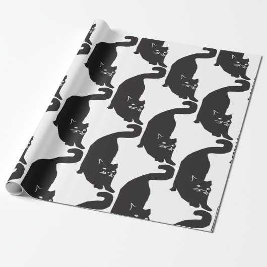 Schwarze Katze Geschenkpapier (Ungerollt)