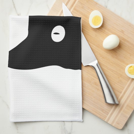Schwarze Katze Geschirrtuch (Viertel Falte)