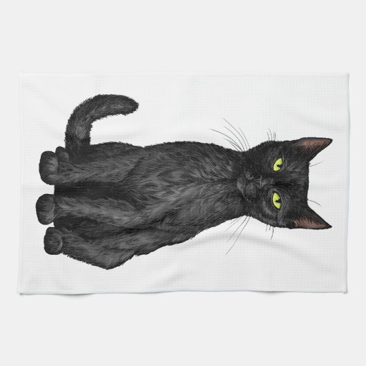 Schwarze Katze Geschirrtuch (Horizontal)