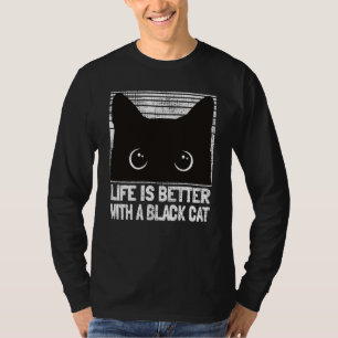 Schwarze Katze Gesicht. Das Leben ist besser mit e T-Shirt
