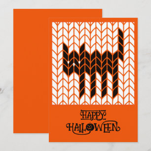 SCHWARZE KATZE GESTRICKT 5x7 Flache Halloween-Kart Feiertagskarte