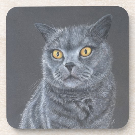 Schwarze Katze Getränkeuntersetzer (Vorderseite)