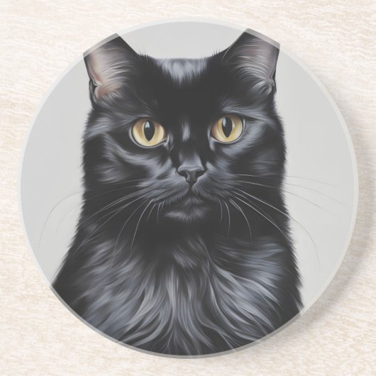 Schwarze Katze Getränkeuntersetzer (Vorne)