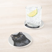 Schwarze Katze Getränkeuntersetzer (Seite)