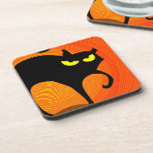 Schwarze Katze Getränkeuntersetzer (Linke Seite)