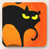 Schwarze Katze Getränkeuntersetzer (Vorderseite)