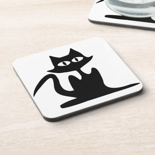 SCHWARZE KATZE GETRÄNKEUNTERSETZER (Linke Seite)