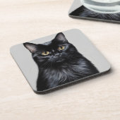 Schwarze Katze Getränkeuntersetzer (Linke Seite)
