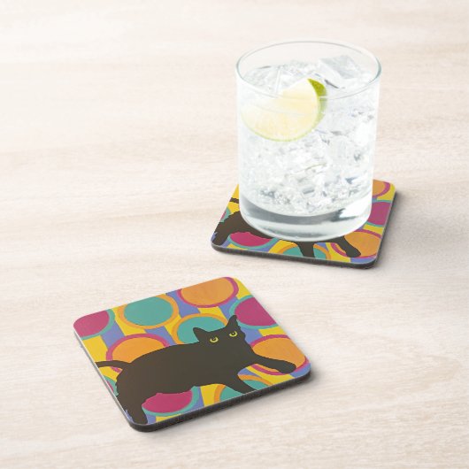Schwarze Katze Getränkeuntersetzer (Rechte Seite)