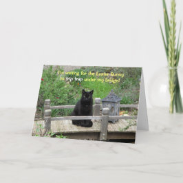 Schwarze Katze Gewartet auf Bridge Osterkarte Feiertagskarte