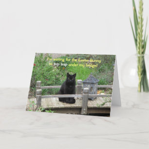 Schwarze Katze Gewartet auf Bridge Osterkarte Feiertagskarte