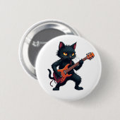 Schwarze Katze Gitarrenspieler Button (Vorne & Hinten)