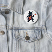 Schwarze Katze Gitarrenspieler Button (Beispiel)