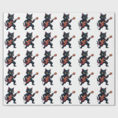 Schwarze Katze Gitarrenspieler Geschenkpapier (Flach)