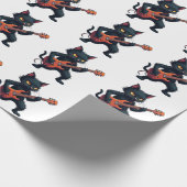 Schwarze Katze Gitarrenspieler Geschenkpapier (Ecke)