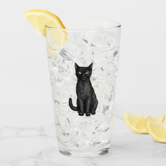 Schwarze Katze Glas (Vorderseite Ice)