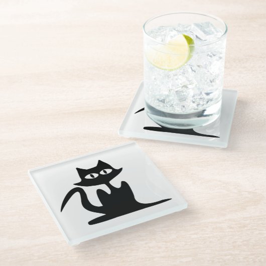 SCHWARZE KATZE GLASUNTERSETZER (Schrägansicht)