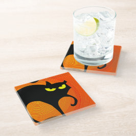 Schwarze Katze Glasuntersetzer