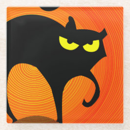 Schwarze Katze Glasuntersetzer