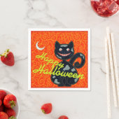 Schwarze Katze "glücklichen Halloweens" Serviette (Beispiel)