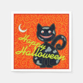 Schwarze Katze "glücklichen Halloweens" Serviette (Vorderseite)