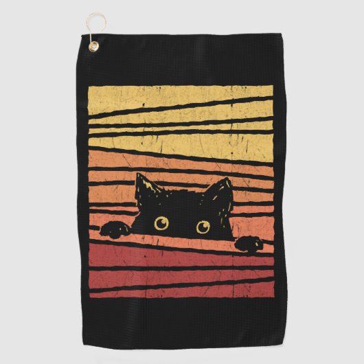 Schwarze Katze Golfhandtuch (Vorderseite)