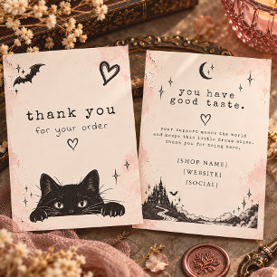 Schwarze Katze Gothic Dankeschön-Einlegekarte Visitenkarte